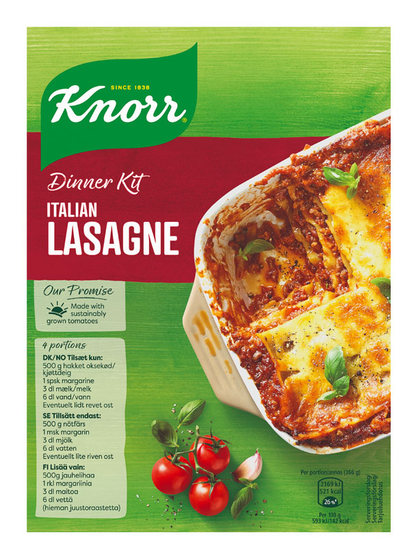 Knorr Lasagne Meal Ingredients 262g 
